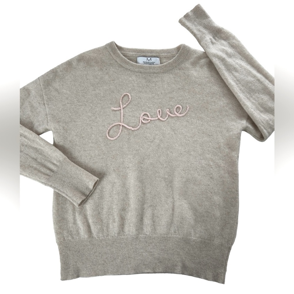 MAGASCHONI CASHMERE LIGHT PINK LOVE CREW SWEATER